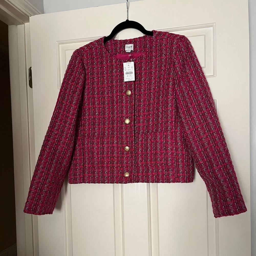 J Crew Fuchsia Tweed Blazer